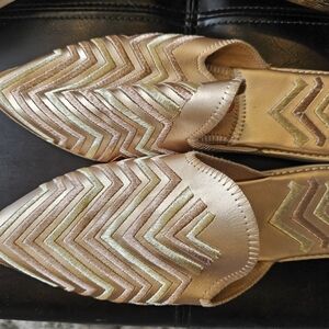 Elegant Women's Gold and Cream Flats